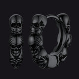 Sterling Silver Skulls Hoop Huugie Earrings For Men