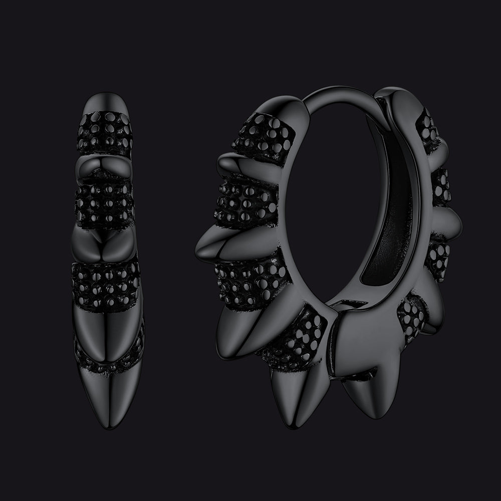 Punk Spikes and Rivets Huggie Hoop Earrings Piercing For Men Women