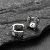 Punk Graffiti Joker Eagle Shield Star Square Hoop Earrings with Crystals for Men