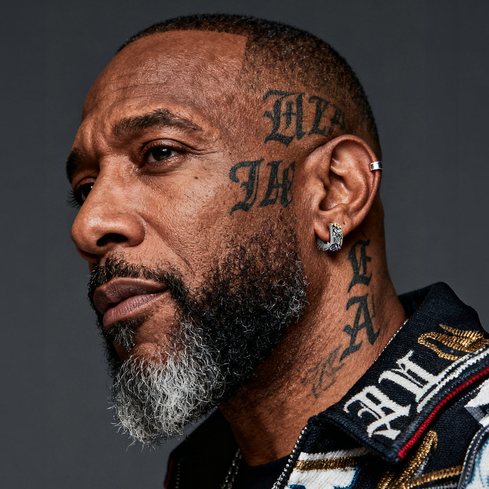 Punk Graffiti Joker Eagle Shield Star Square Hoop Earrings with Crystals for Men