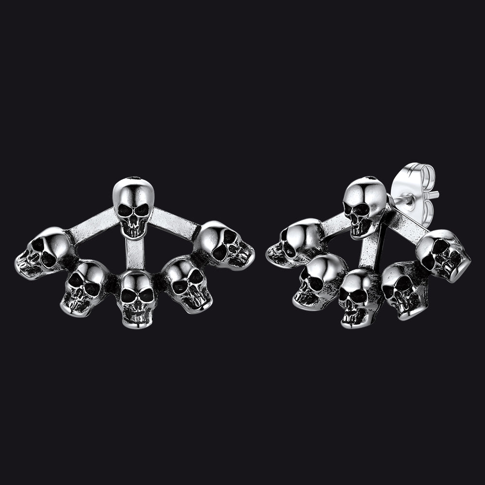Gothic Multiple Skeleton Skull Head Stud Earrings Halloween Gift