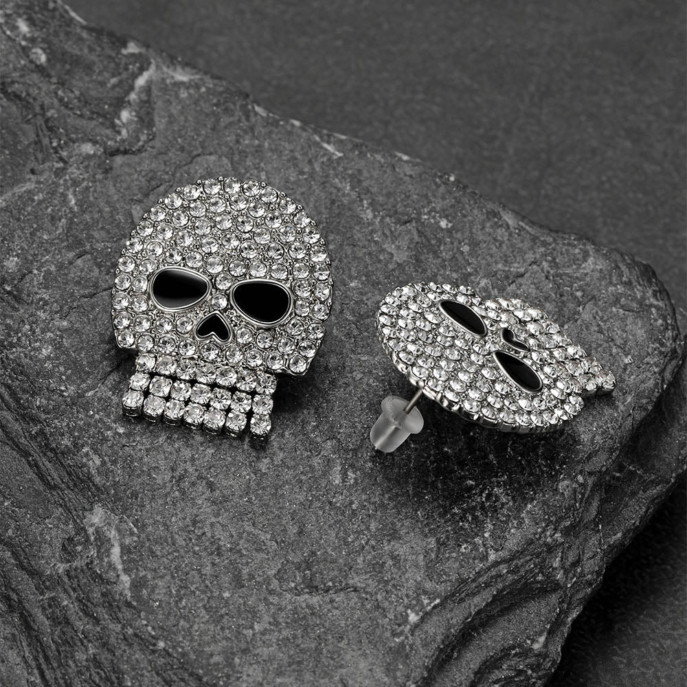 Ghost Diamond Skull Stud Earrings Halloween Gift