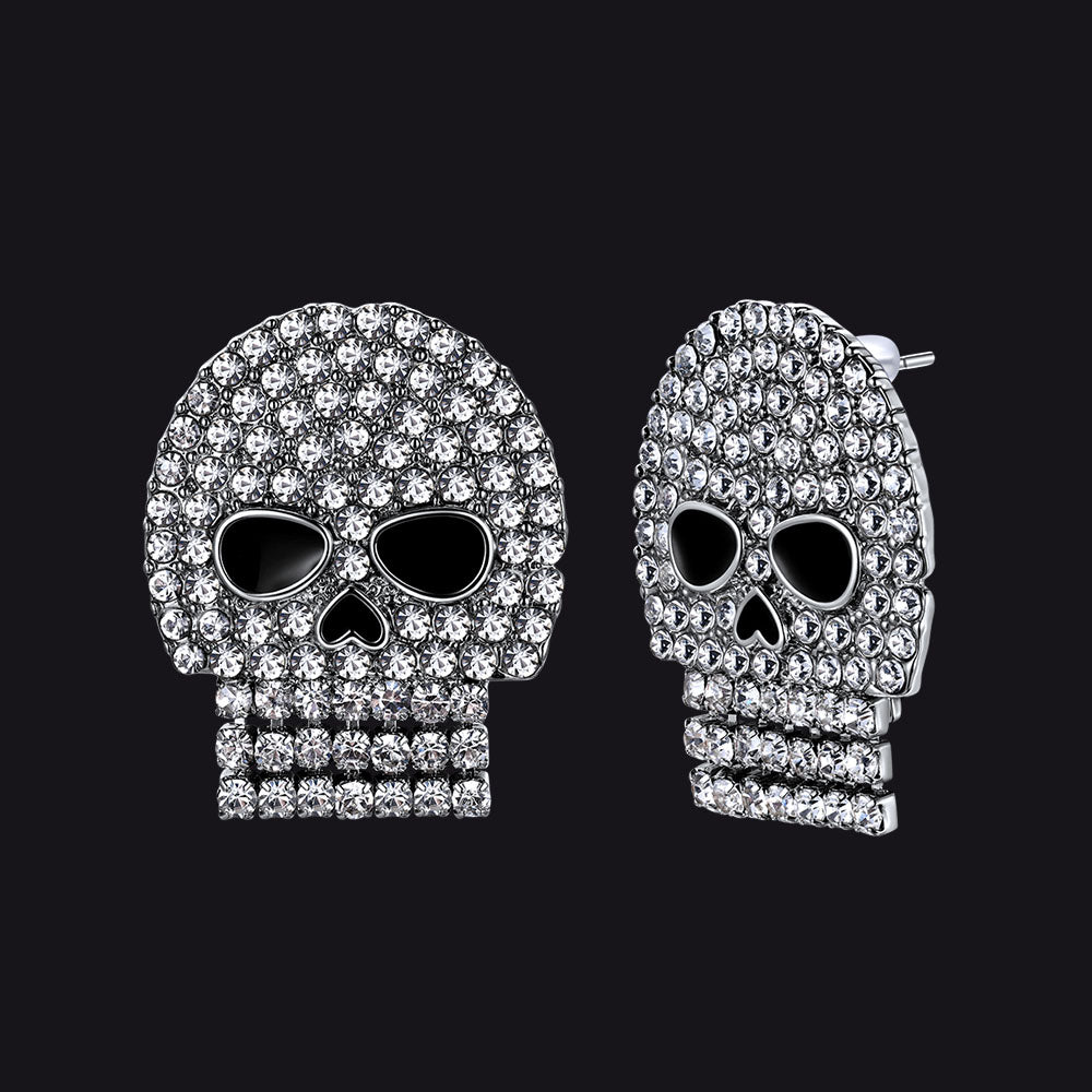 Ghost Diamond Skull Stud Earrings Halloween Gift