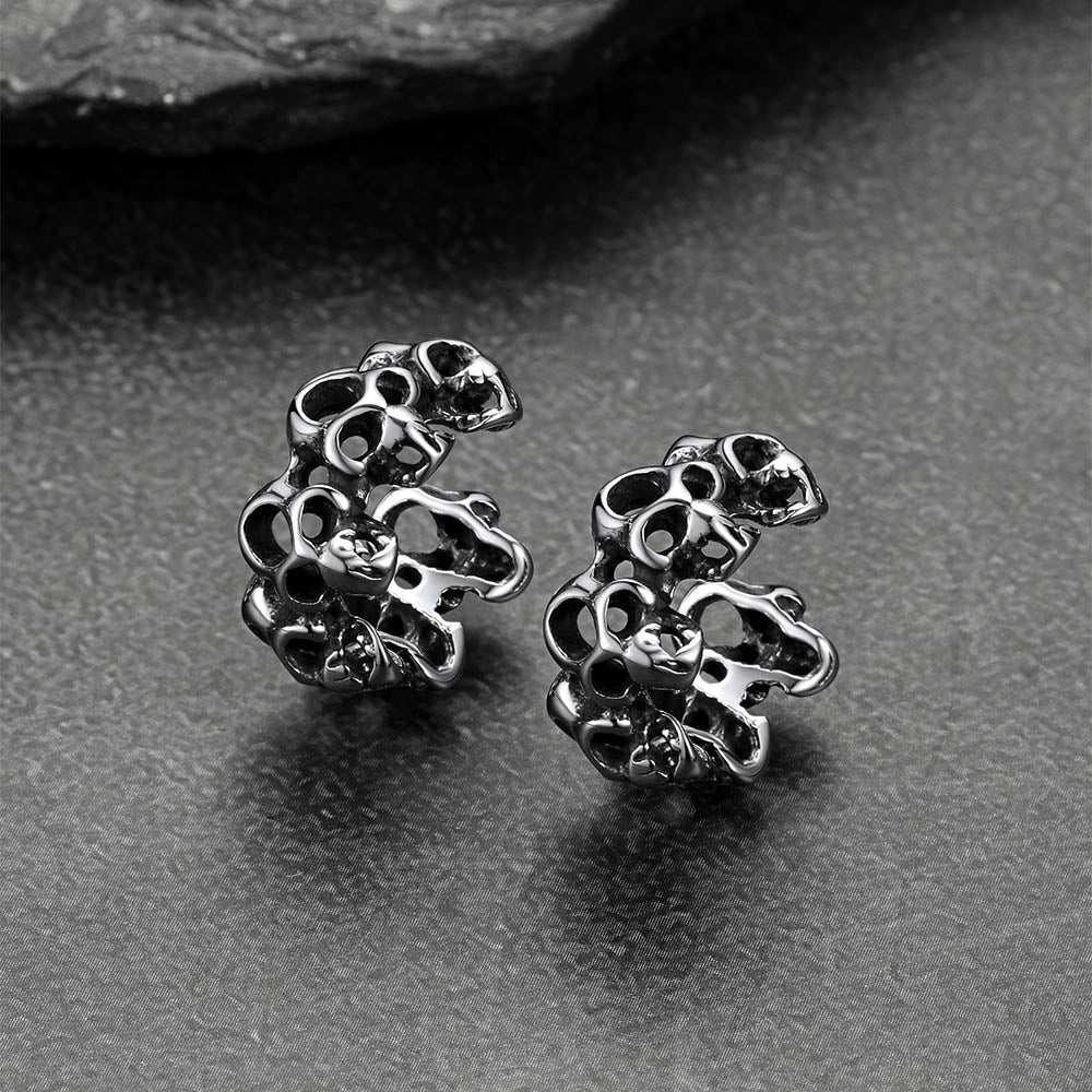 Gothic Hollow Skull Clip Ear Cuff Halloween Gift for Men