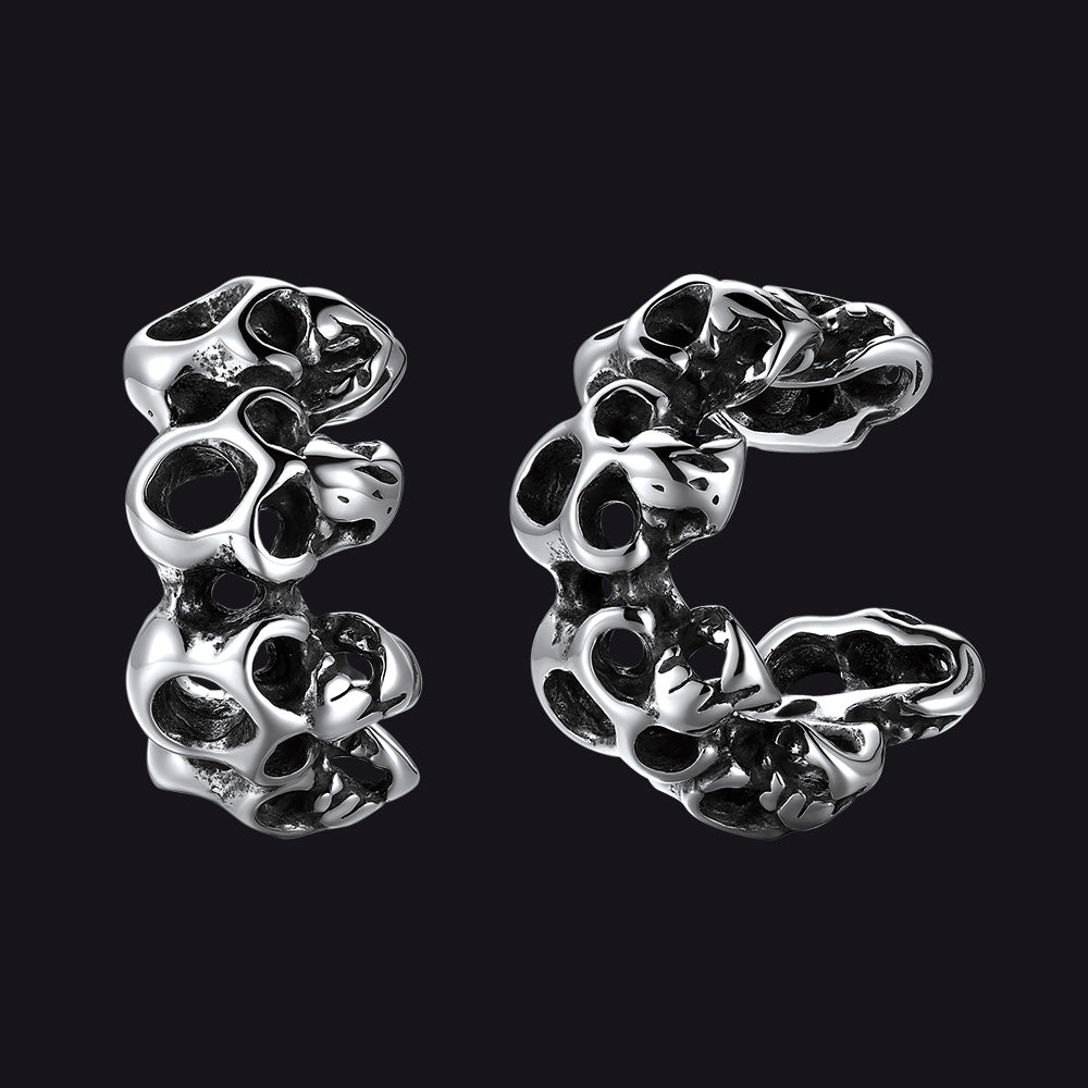 Gothic Hollow Skull Clip Ear Cuff Halloween Gift for Men
