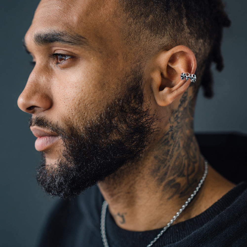 Gothic Hollow Skull Clip Ear Cuff Halloween Gift for Men