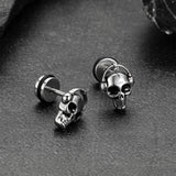 Halloween Gothic Music Skull Stud Earrings for Men