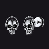 Halloween Gothic Music Skull Stud Earrings for Men