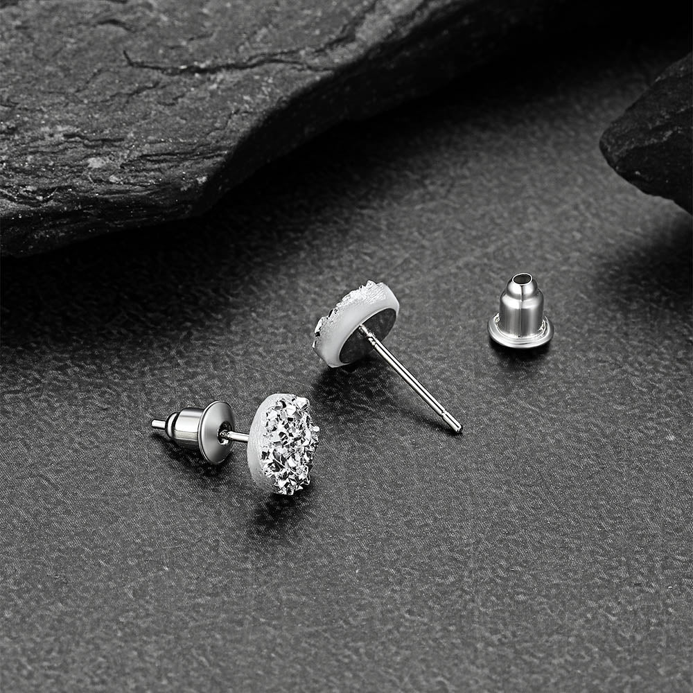 925 Sterling Silver Diamond Stud Earrings for Men Women