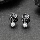 Halloween Punk Diamond Skull Earrings for Men in Stainless Steel