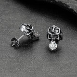 Halloween Punk Diamond Skull Earrings for Men in Stainless Steel