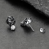 Halloween Punk Diamond Skull Earrings for Men in Stainless Steel