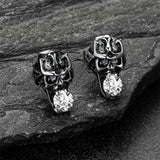 Halloween Punk Diamond Skull Earrings for Men in Stainless Steel