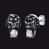 Halloween Punk Diamond Skull Earrings for Men in Stainless Steel