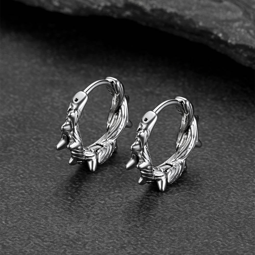 Punk Spike Thorns Huggie Hoop Earrings for Men