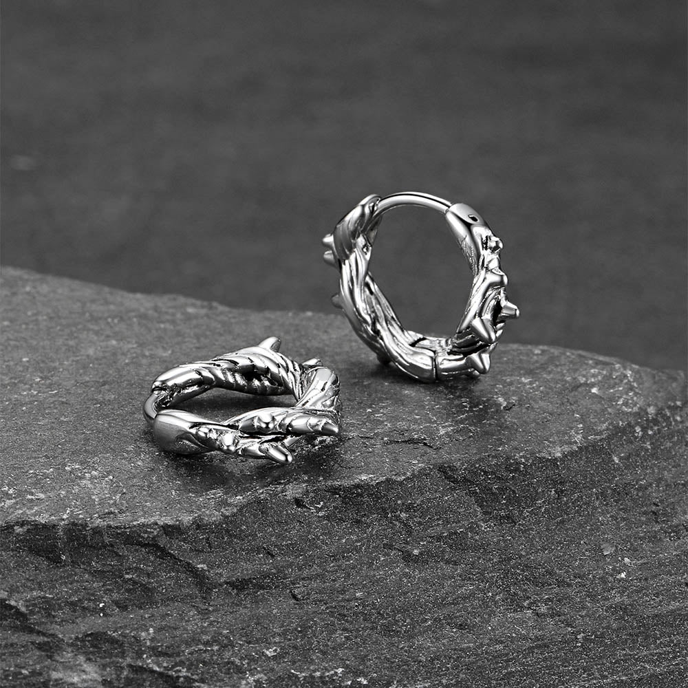 Punk Spike Thorns Huggie Hoop Earrings for Men