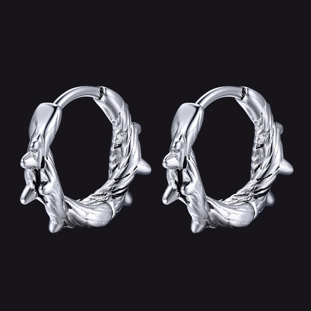 Punk Spike Thorns Huggie Hoop Earrings for Men
