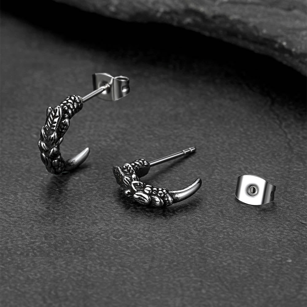 Gothic Native American Tribal Eagle Claw Earrings Animal Jewelry for Men