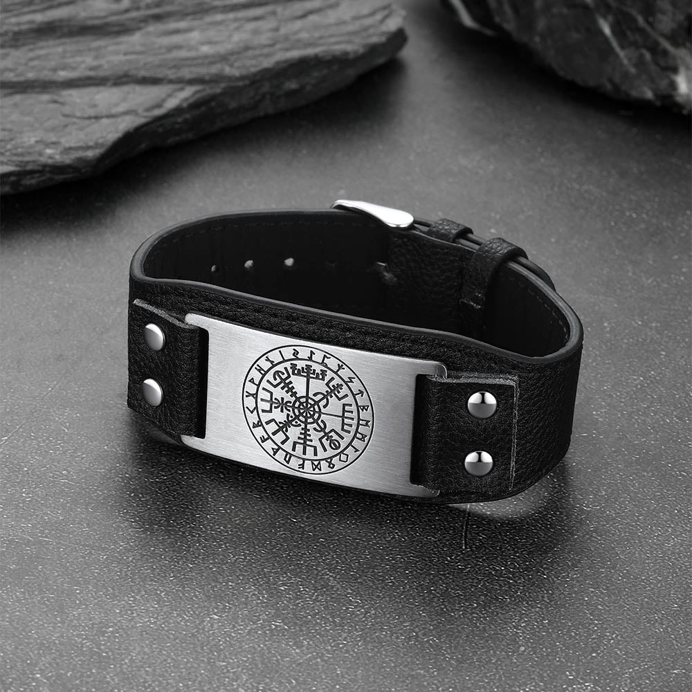 Flash Sale Norse Viking Compass Leather Bracelet Wristband For Men Son