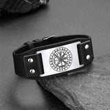Flash Sale Norse Viking Compass Leather Bracelet Wristband For Men Son