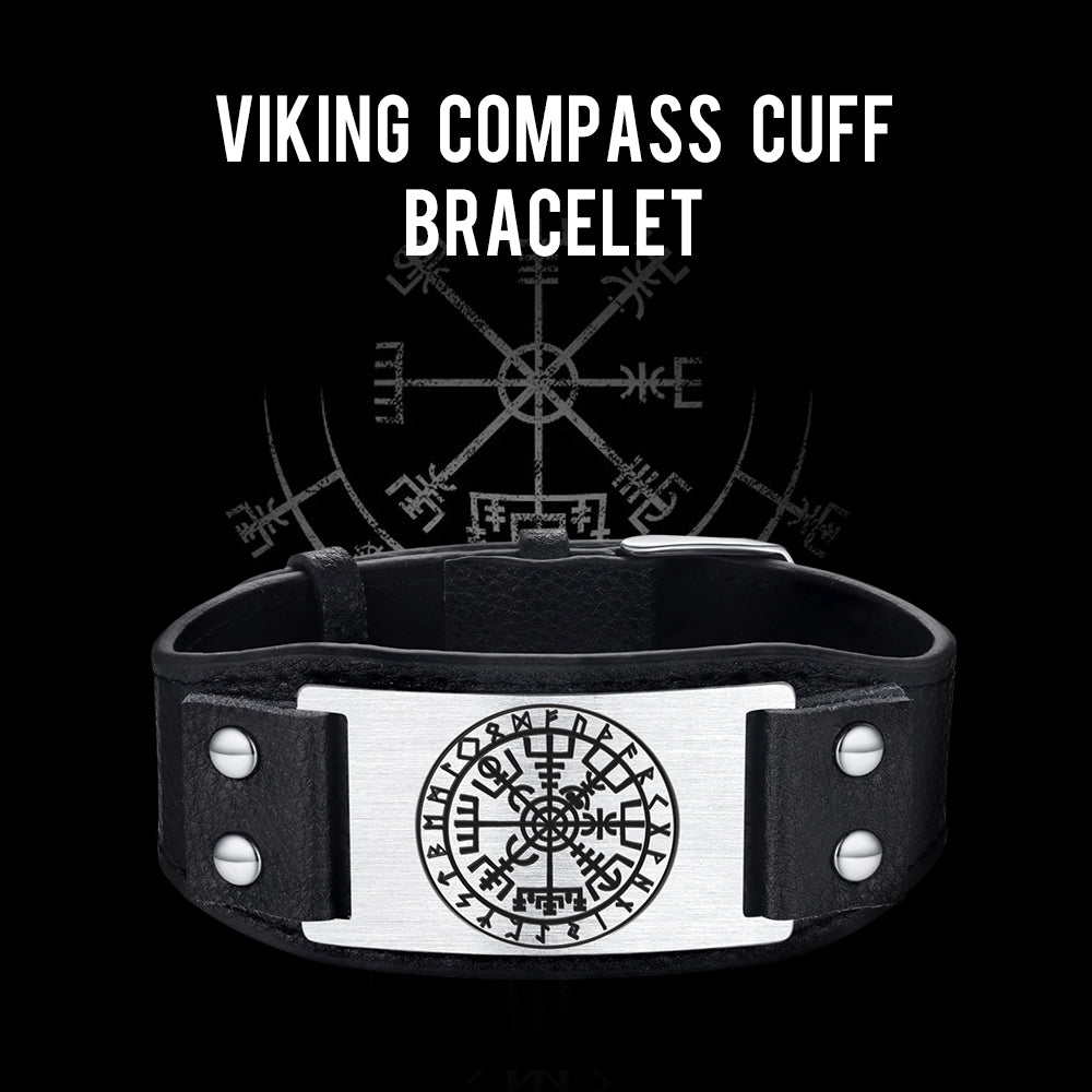 Flash Sale Norse Viking Compass Leather Bracelet Wristband For Men Son