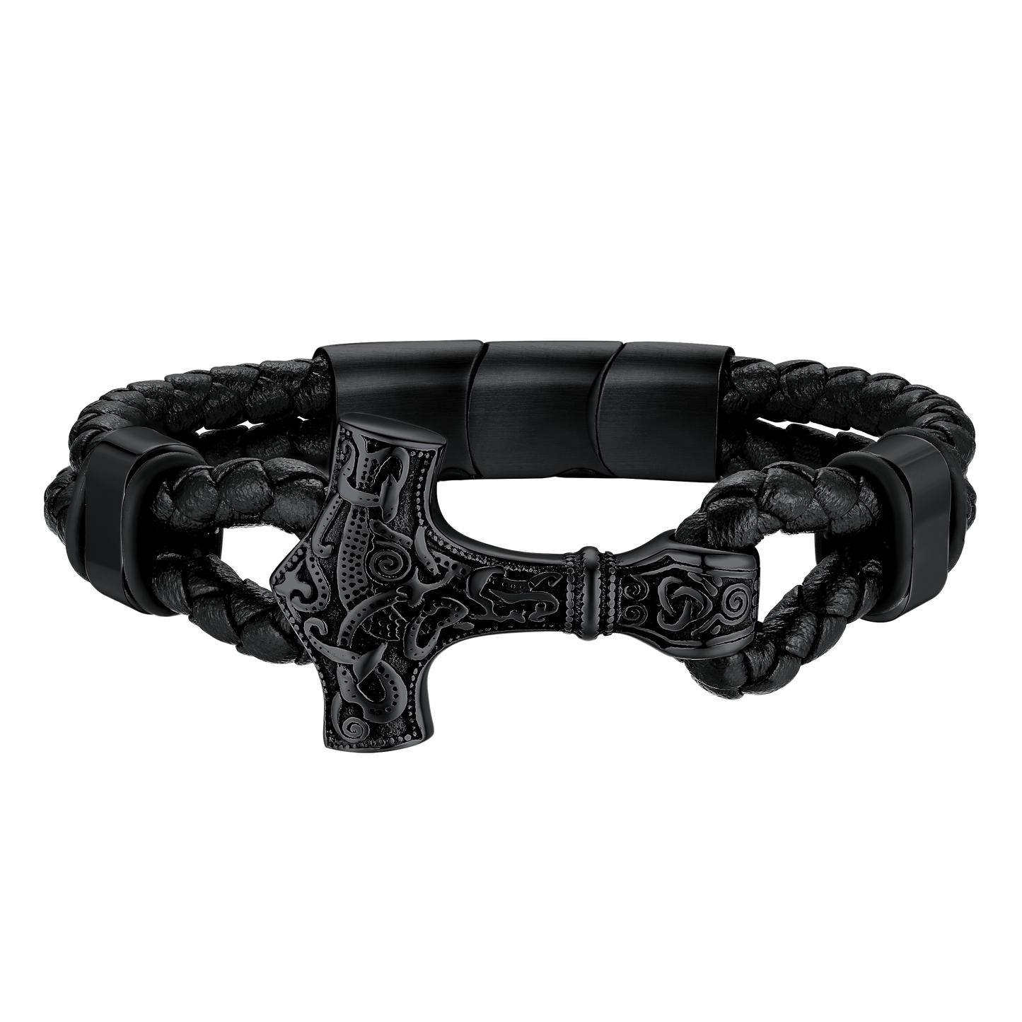 Viking Thor's Hammer Mjolnir Braided Leather Bracelet Gift For Men