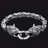Viking Wolf Head Chain Bracelet Cuff Bangle Gift for Men