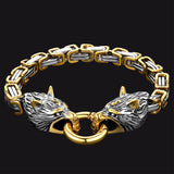 Viking Wolf Head Chain Bracelet Cuff Bangle Gift for Men