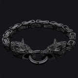 Viking Wolf Head Chain Bracelet Cuff Bangle Gift for Men