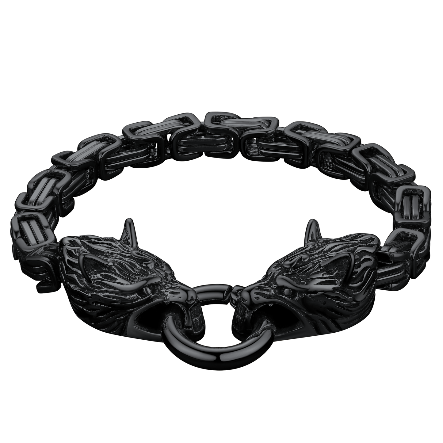 Viking Wolf Head Chain Bracelet Cuff Bangle Gift for Men