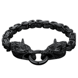 Viking Wolf Head Chain Bracelet Cuff Bangle Gift for Men