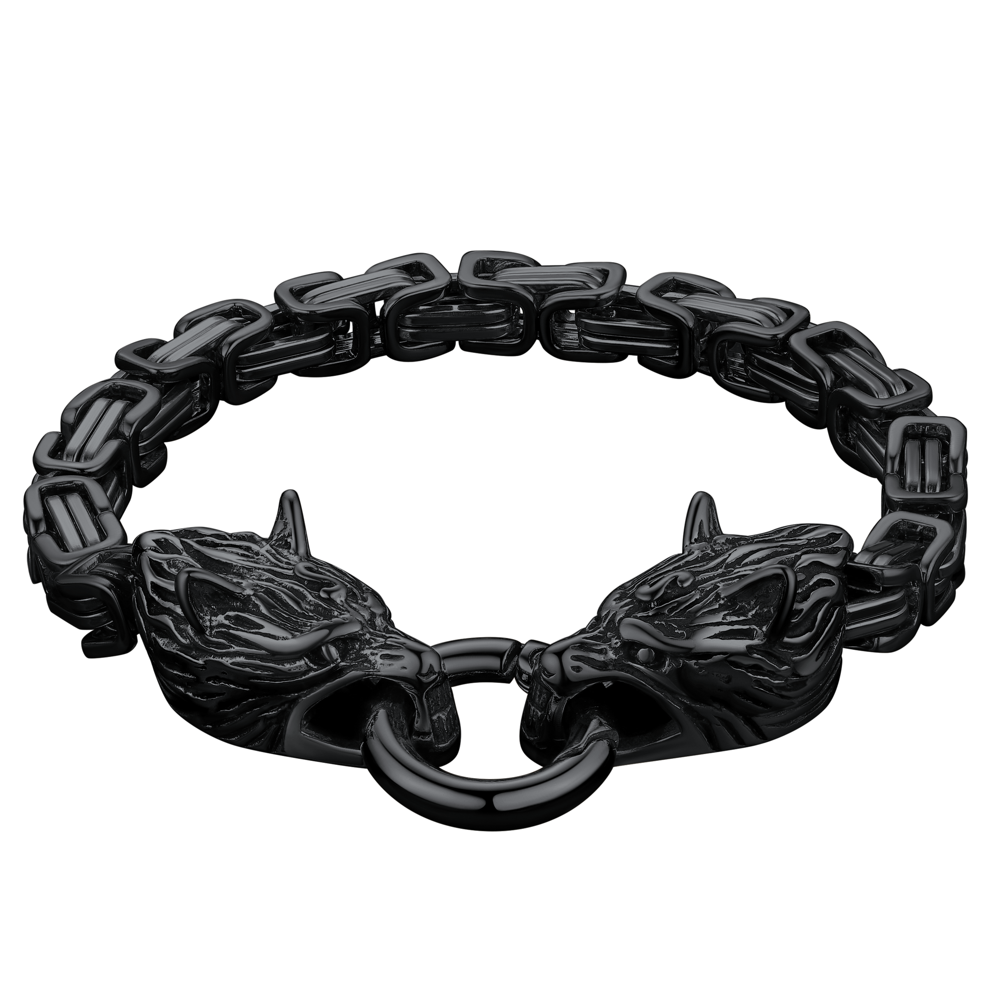 Viking Wolf Head Chain Bracelet Cuff Bangle Gift for Men