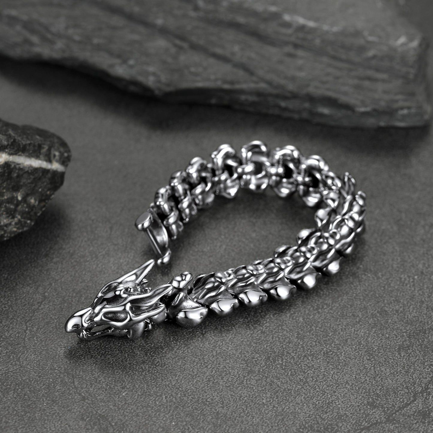 Viking Dragon Head Bracelet Stainless Punk Bracelet