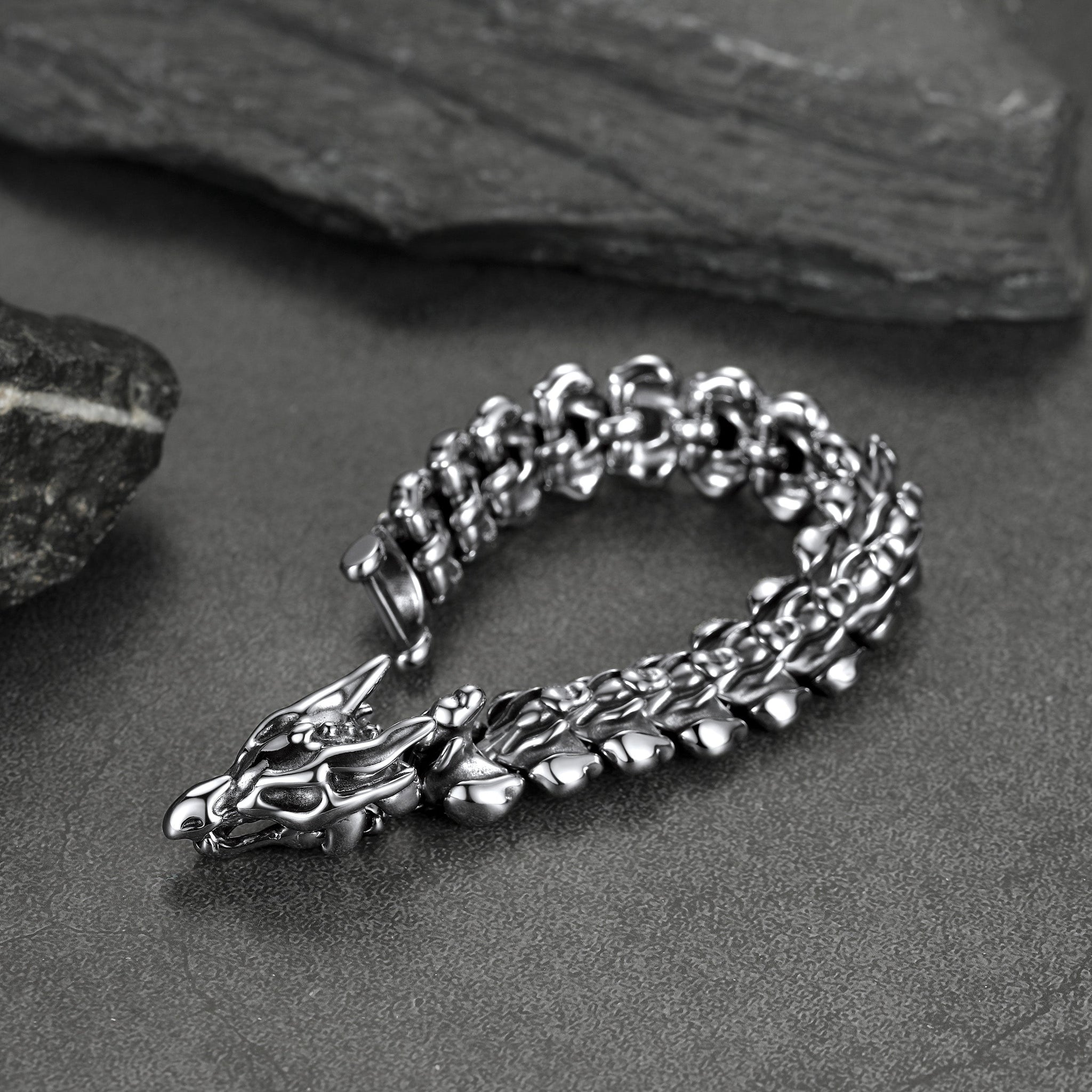 Viking Dragon Head Bracelet Stainless Punk Bracelet