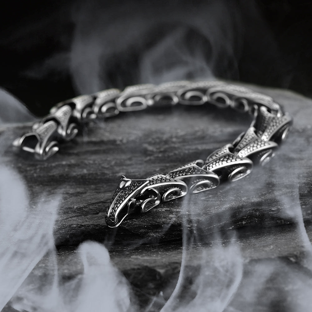 Chunky Dragon Chain Bracelet for Men in Stainless Steel