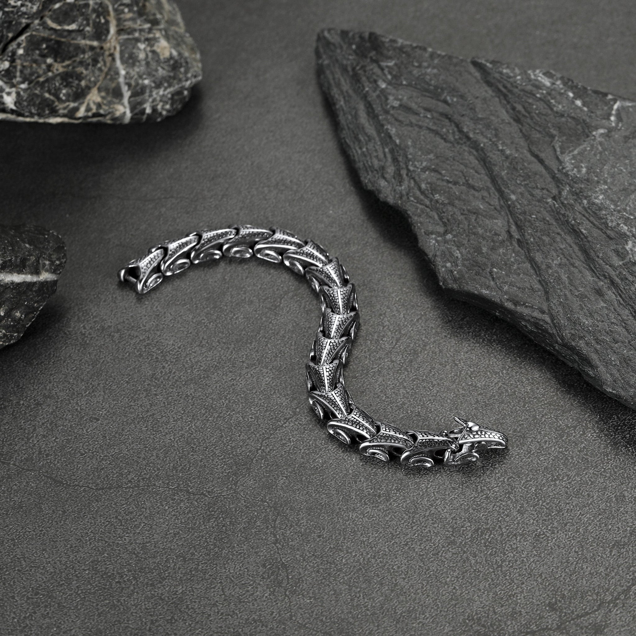 Chunky Dragon Chain Bracelet for Men in Stainless Steel
