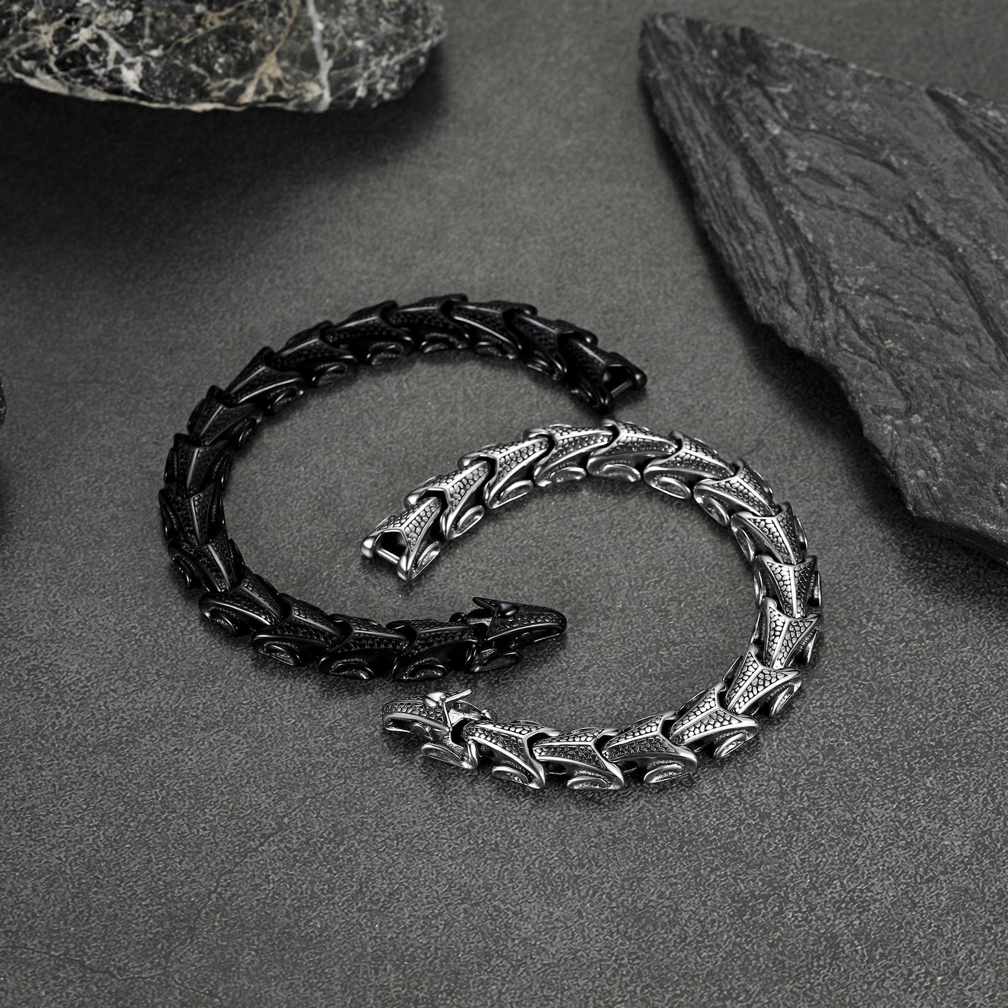 Chunky Dragon Chain Bracelet for Men in Stainless Steel
