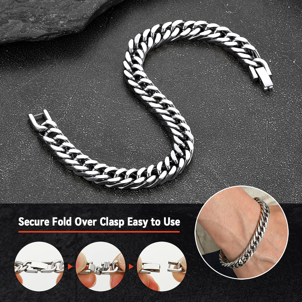 Thick Cuban Link Bracelet for Men in Stainless Steel