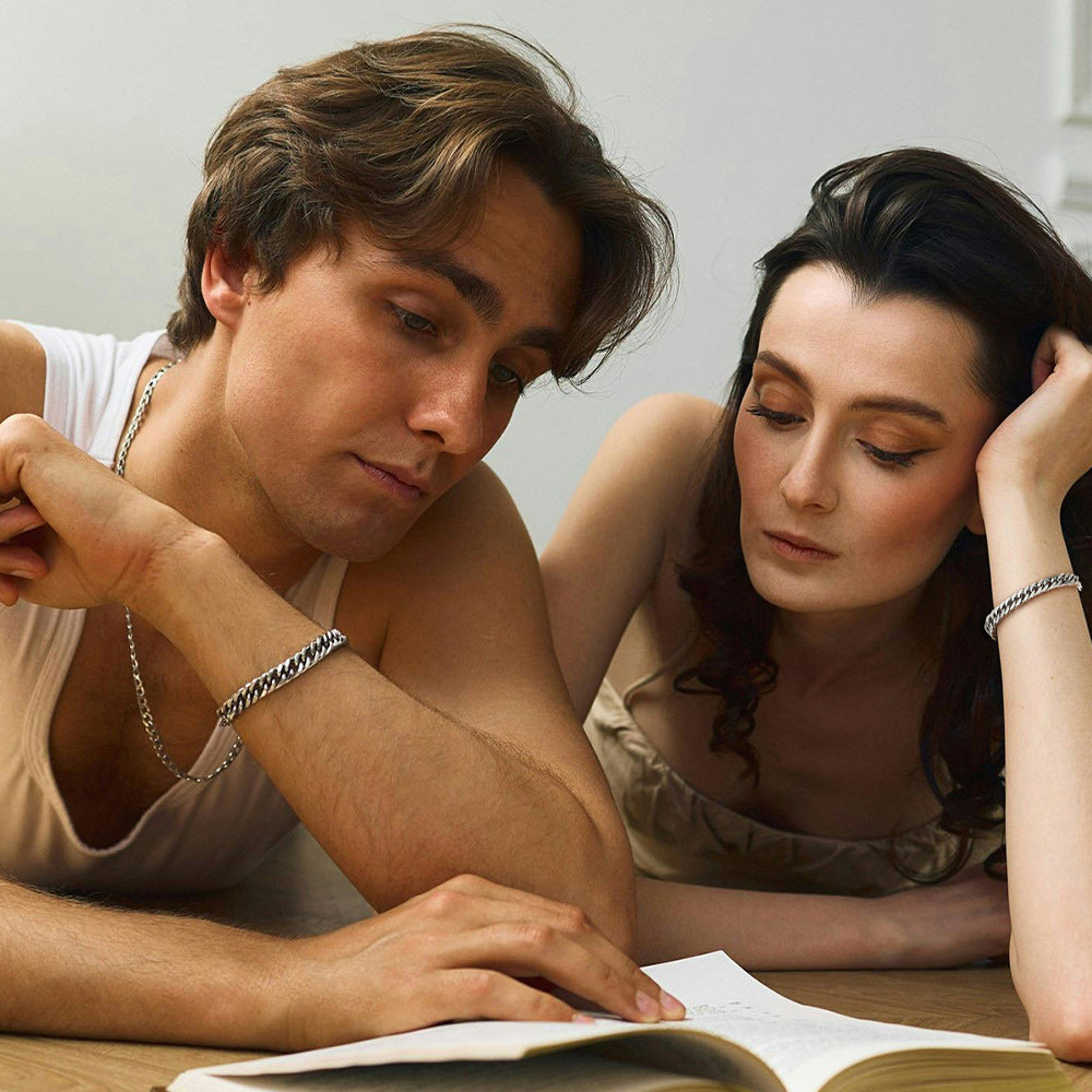 Thick Cuban Link Bracelet for Men in Stainless Steel