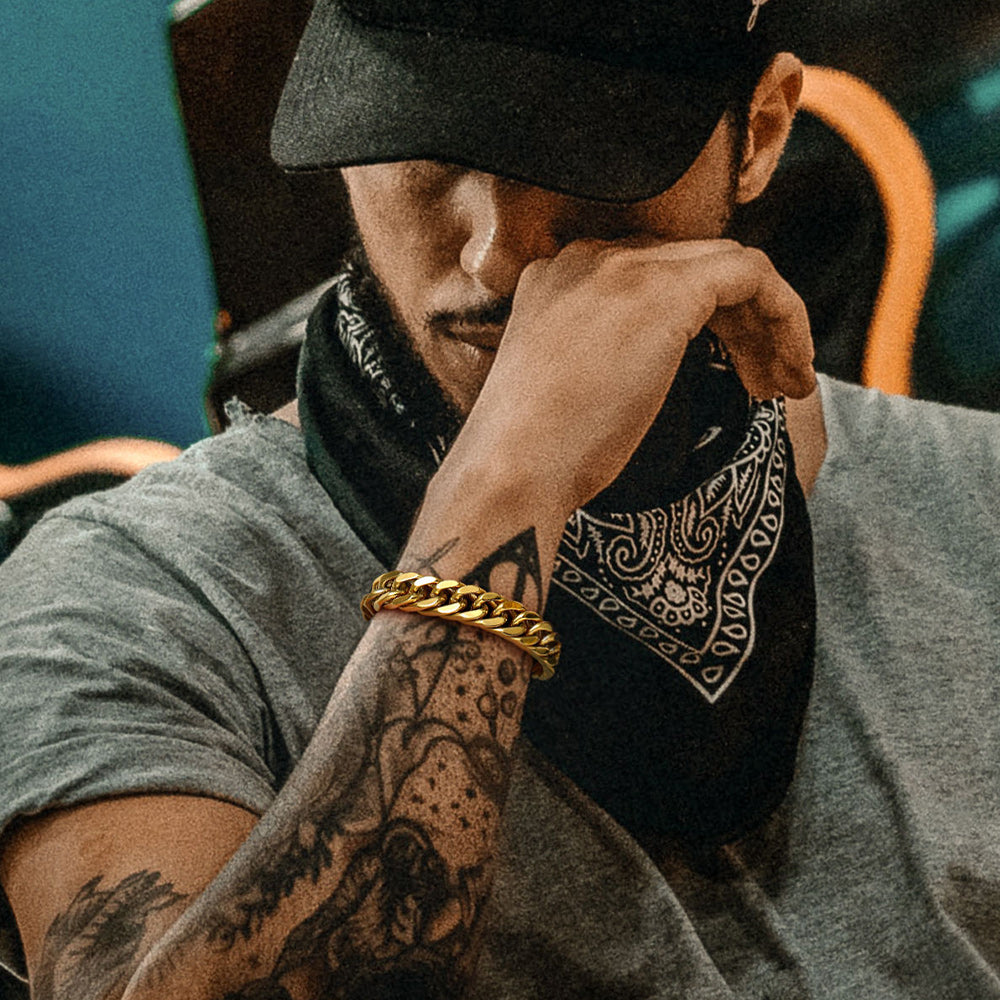 Thick Cuban Link Bracelet for Men in Stainless Steel