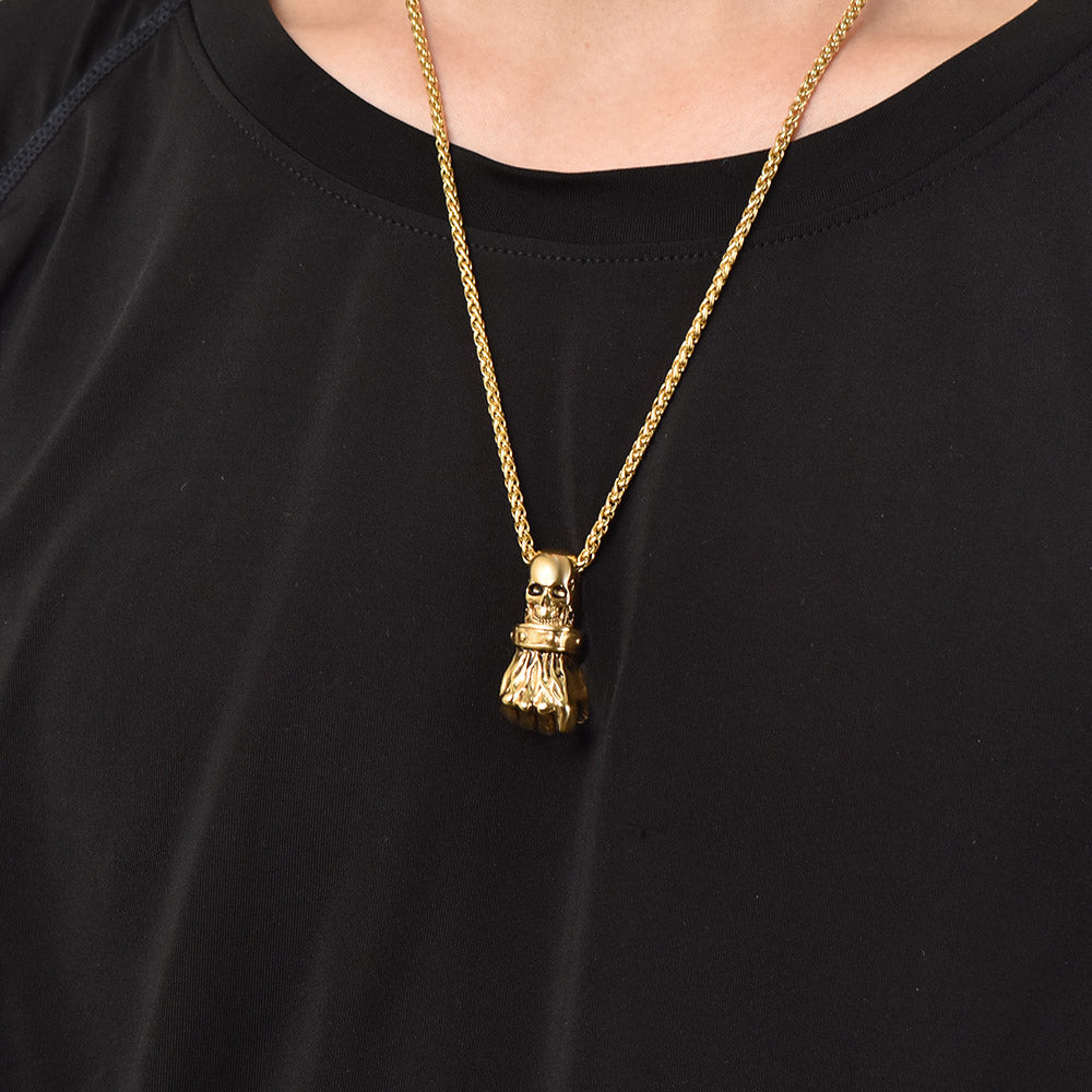 Flash Sale Punk Skull Fist Pendant Necklace for Men