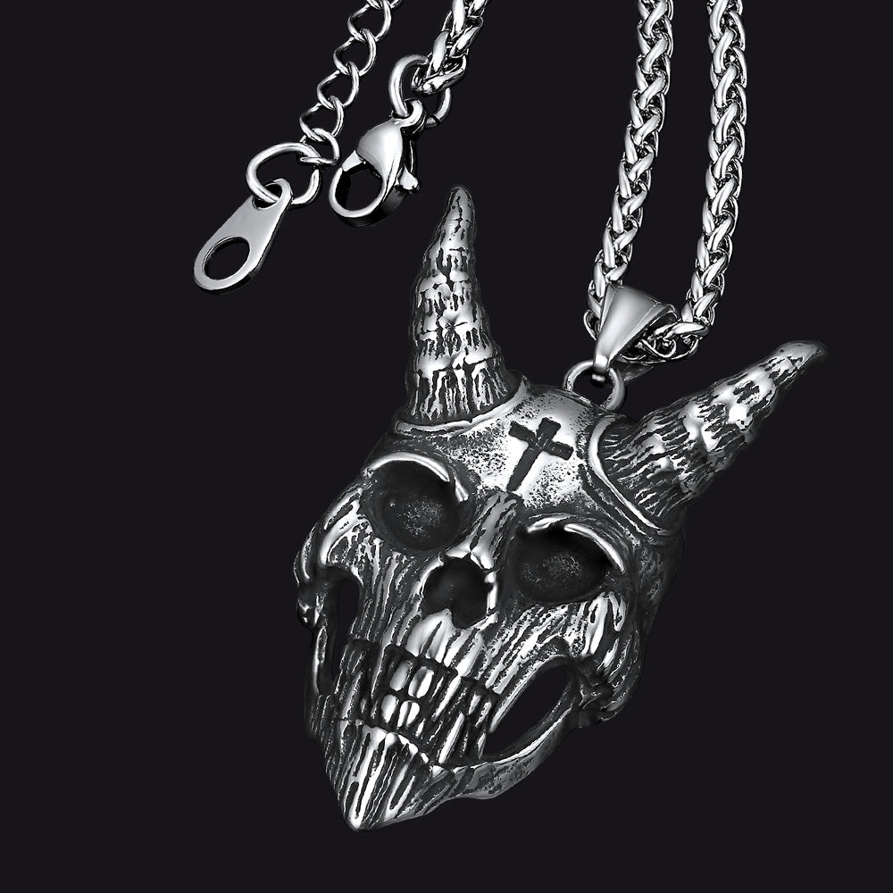 Gothic Skull Goat Necklace Devil Pendant for Men