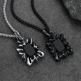 Gothic Crystal Ruby Dragon Claw Necklace for Men