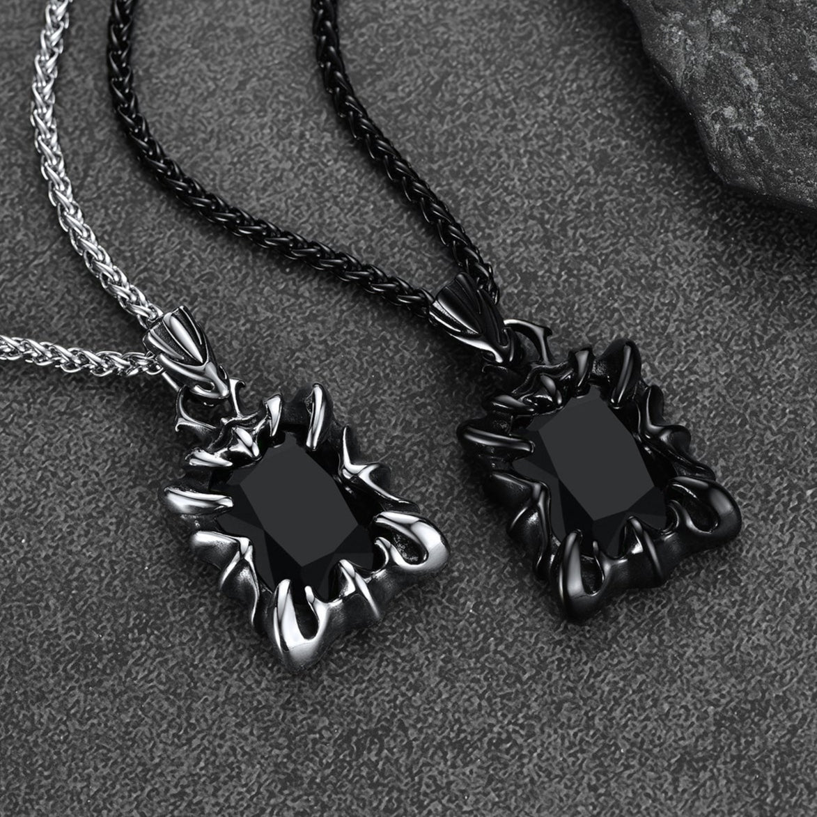 Gothic Crystal Ruby Dragon Claw Necklace for Men