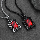 Gothic Crystal Ruby Dragon Claw Necklace for Men