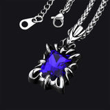 Gothic Crystal Ruby Dragon Claw Necklace for Men