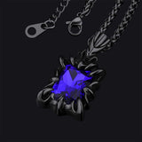 Gothic Crystal Ruby Dragon Claw Necklace for Men
