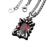 Gothic Crystal Ruby Dragon Claw Necklace for Men