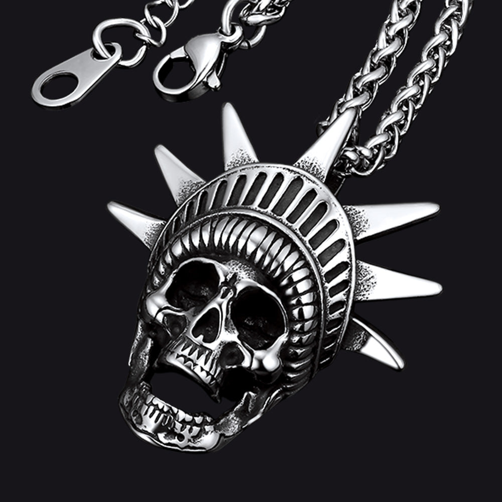 Flash Sale Gothic Statue of Liberty Skull Necklace For Men