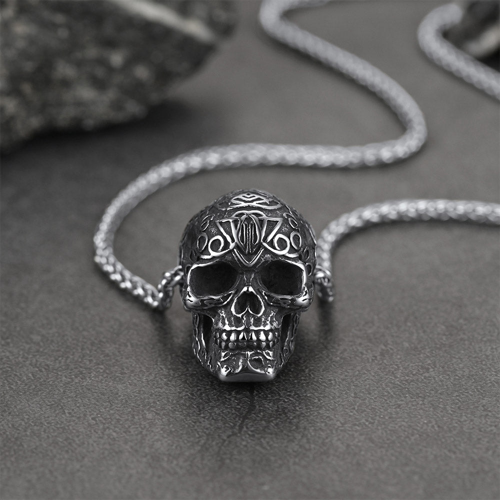 Gothic Skull Pendant Necklace For Men